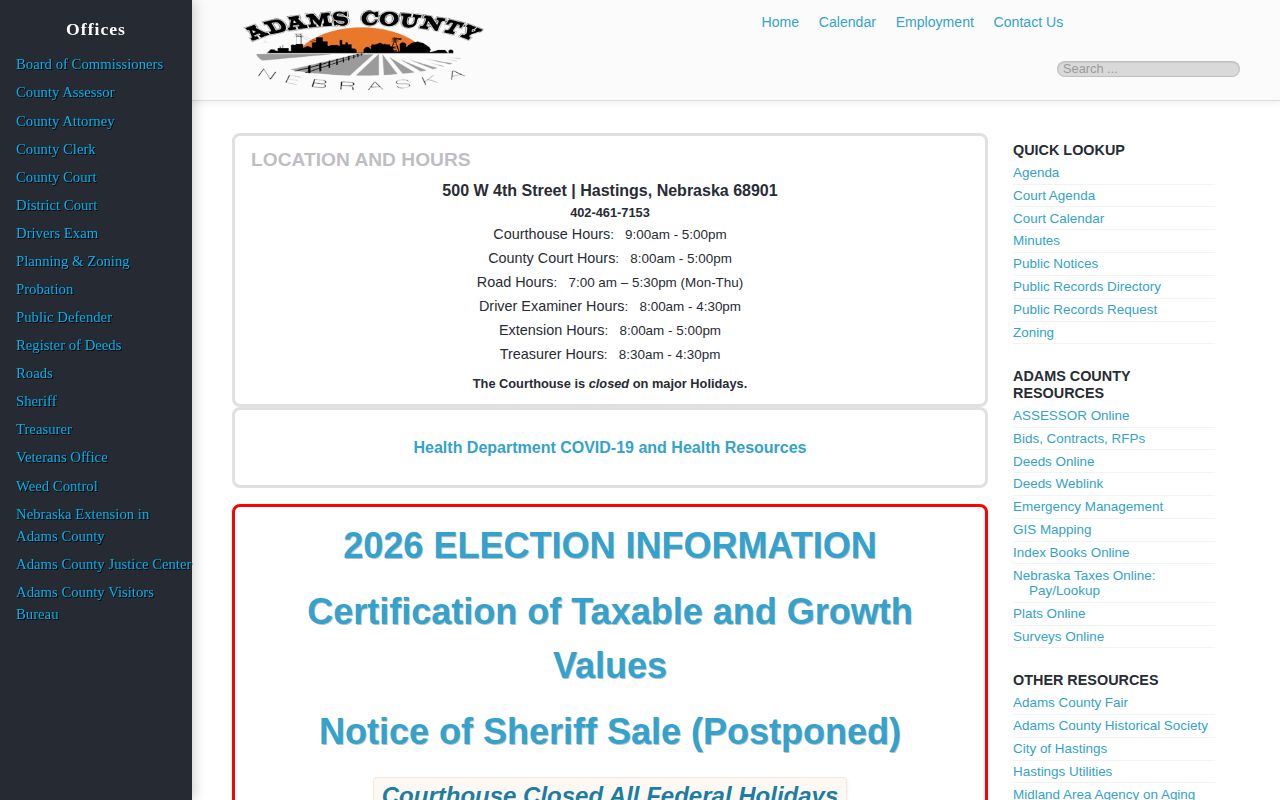 Adams County Sheriff official booking and custody source gateway