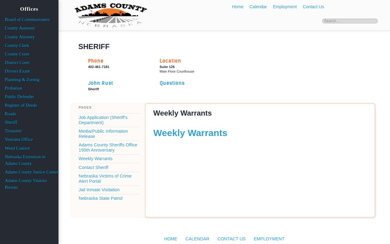 Adams County Weekly Warrants official warrant-record page